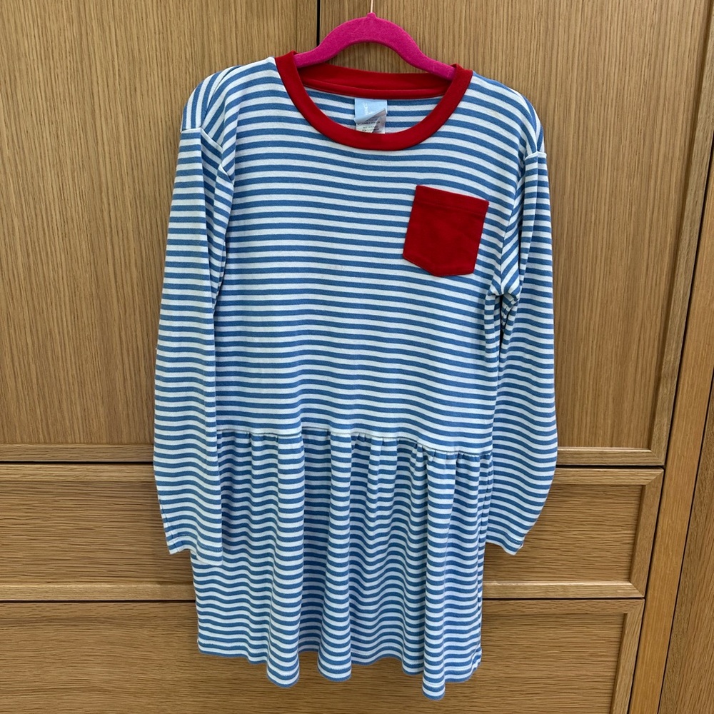 bella bliss Blue and White dropped waist Striped Dress, Size 8